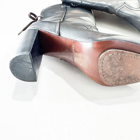 See by Chloe Black Lace Up Cowboy Leather Boots Mid Calf Lace Round Toe Size 38 - Picture 5 of 8